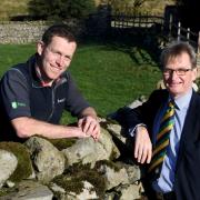 Nuffield Scholar Miles Middleton and YAS chief executive officer Nigel Pulling at Skelgill Farm Askrigg