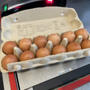A carton of eggs in a Lidl store