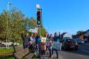 Protestors at the Windsor Way traffic lights on Wednesday evening