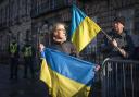 People take part in a 'Stand with Ukraine' demonstration in Edinburgh Picture: PA