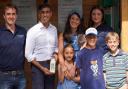 Rishi Sunak with the Dugdale family at the Milk Hut in Crathorne village