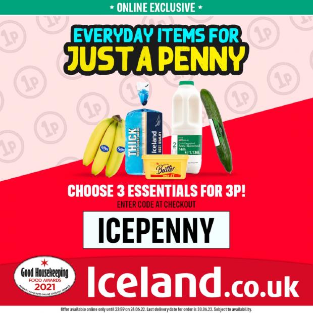The Northern Farmer: Iceland's latest special offer gets online shoppers three essentials for 3p. Picture: Iceland