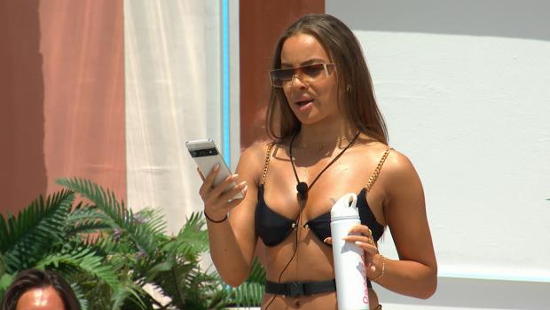 The Northern Farmer: Danica gets a text as Love Island continues tonight at 9pm on ITV2 and ITV Hub. Episodes are available the following morning on BritBox. Credit: ITV