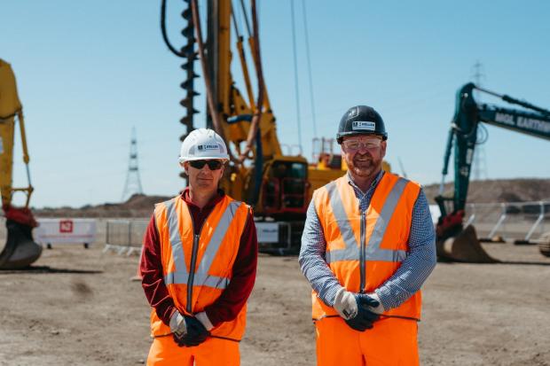 6,500 piles will be in place for the SeAH plant at Teesworks. Gerard Trainer, right, from Marton, Middlesbrough has been given the job of overseeing the work, alongside  Works Manager Shaun Garbutt from Normanby.