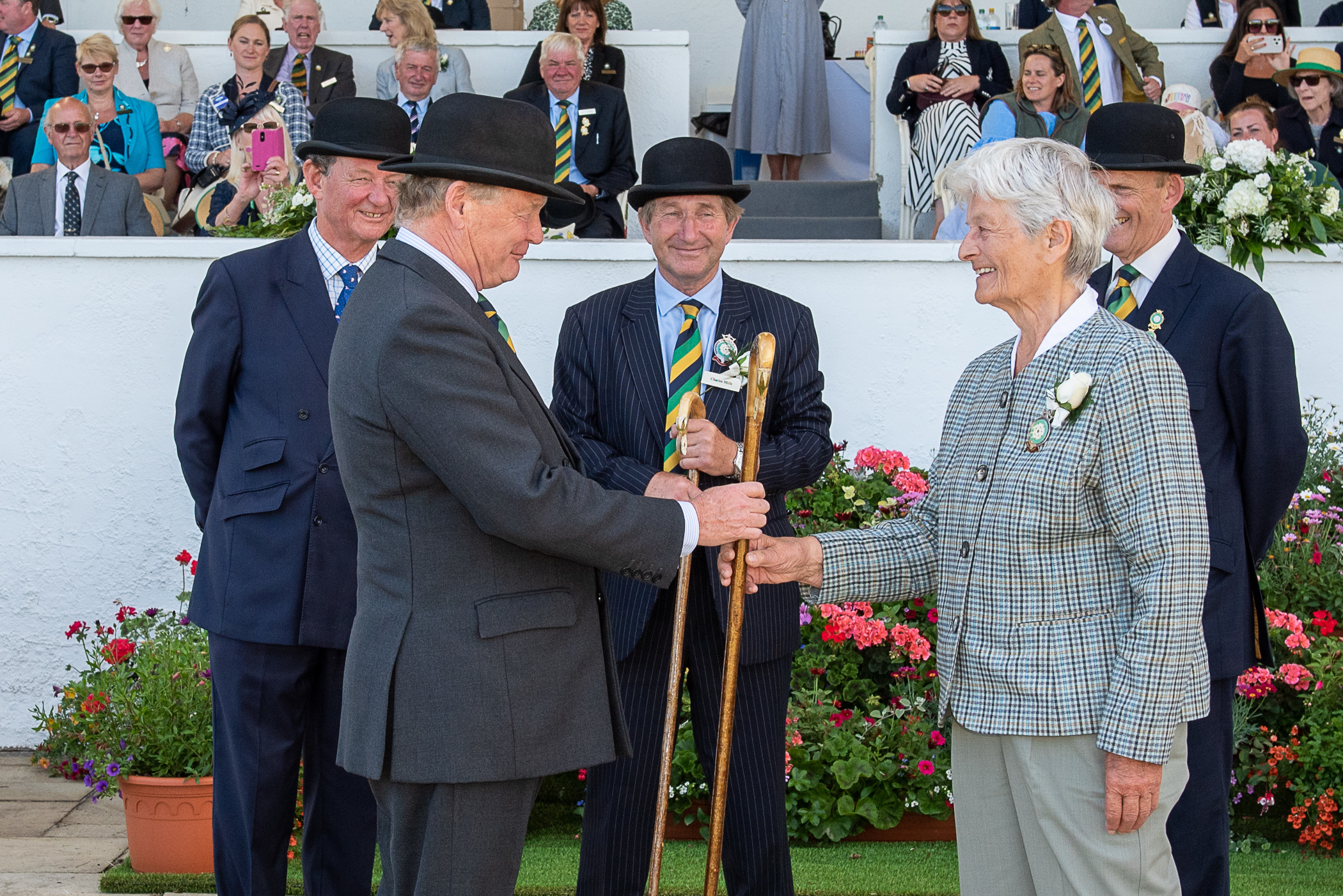 President Margaret Chapman in the handing over ceremony to Simon Theakston