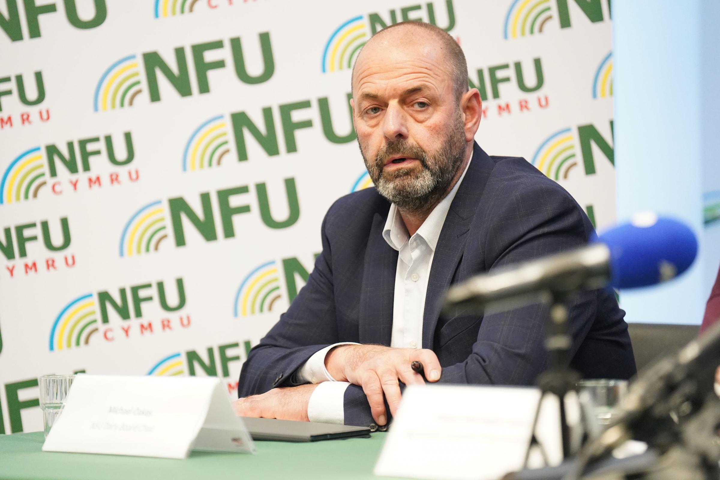 Michael Oakes, chair of the National Farmers Union (NFU) Dairy Board, speaking about the food supply chain issues impacting multiple farming sectors during a press conference at the NFU in London
