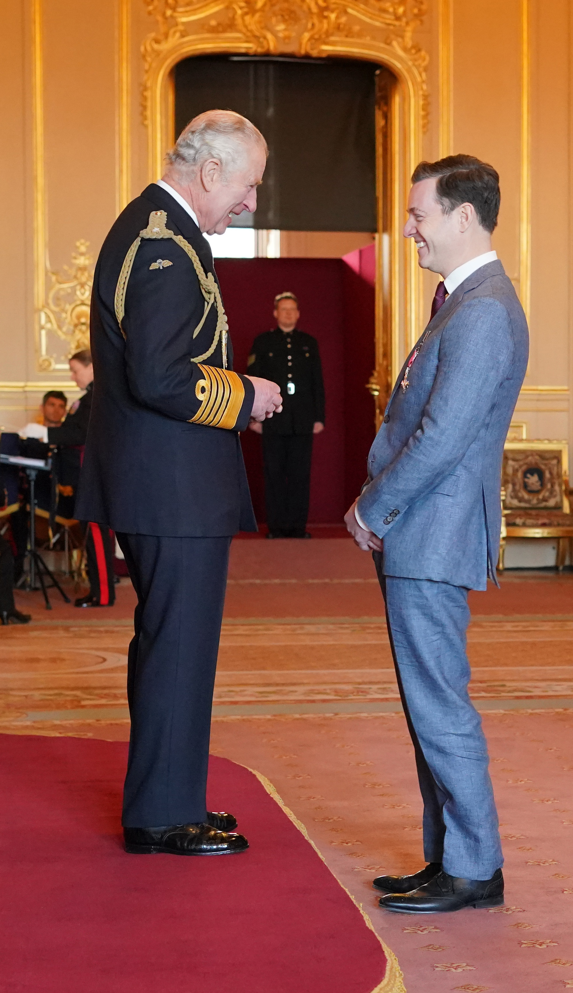 Matt Baker was presented with his MBE by King Charles III at Windsor Castle today