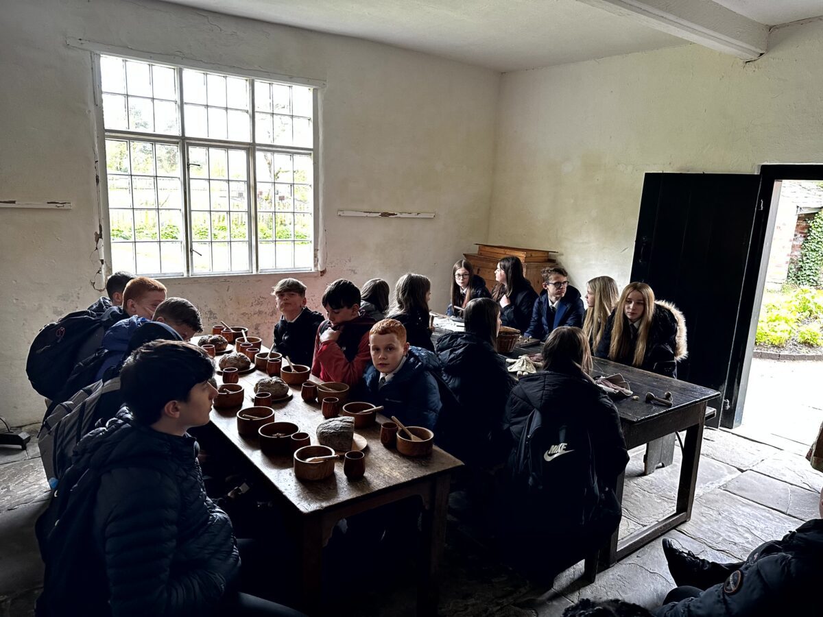 Ysgol Rhiwabon pupils during a visit to Quarry Bank Mill.