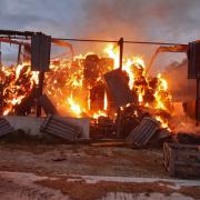 The barn fire Picture tweeted by fire service group manager Bob Hoskins