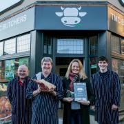 Pictured from left butcher Kevin Galley, directors Robert Hendrix and Helen Bell and assistant butcher Connor Owen                  Picture: SARAH CALDECOTT
