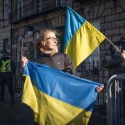 People take part in a 'Stand with Ukraine' demonstration in Edinburgh Picture: PA