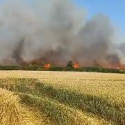A crop fire near Boroughbridge at the height of last month's heatwave