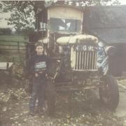 Mark Dean aged ten with his tractor
