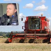 Thefts of valuable GPS units from farm machines has become a major rural crime concern. Inset: PCSO Caroline Smith and PC Simon Barker of North Yorkshire Police's rural crime task force