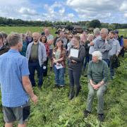 A group of farmers attended a farm walk near Kendal to hear about grass leys