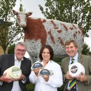 From left, Tony Collins of Herriot Hospice Homecare, Caroline Bell of Shepherds Purse Cheeses and GYS Show Director Charles Mills