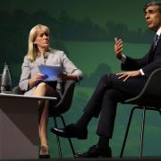 Prime Minister Rishi Sunak speaks during a question and answer session with National Farmers' Union (NFU) President Minette Batters during the National Farmers' Union annual conference at The ICC in Birmingham