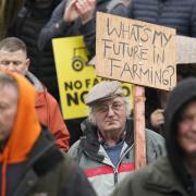 Farmers protest outside the Senedd in Cardiff over planned changes to farming subsidies Picture: ANDREW MATTHEWS/PA